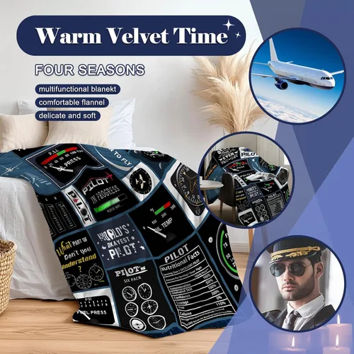 Vista 2 de tgruihm Mantas de regalo de piloto de 60 x 50 pulgadas, regalo de aviación, regalos de piloto de aviación, ideas de regalo de aviación, regalos