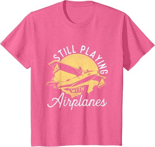 Vista 54 de Still Playing With Airplanes - Camiseta de control remoto RC Avión Piloto, Negro