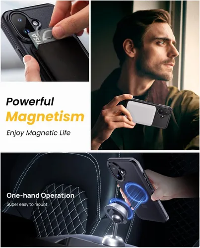 Vista 9 de Lanhiem Funda magnética impermeable para iPhone 17, a prueba de polvo, protector de pantalla integrado, [compatible con MagSafe] [Soporte invisible]