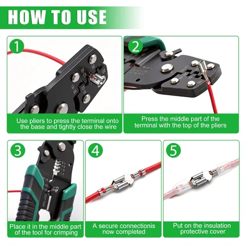 Vista 4 de Twidec/360Pcs 2.8/4.8/6.3mm Kit de surtido de terminales de engarce rápido tipo faston macho y hembra con manga aislante para cableado eléctrico