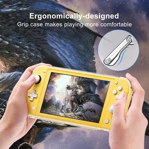 Vista 9 de Funda de transporte Plus TPU y protector de pantalla compatible con Nintendo Switch Lite, kit de accesorios 4 en 1, funda portátil de viaje viene