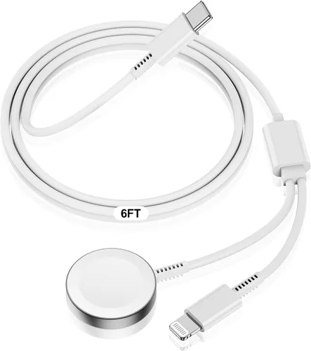 Vista 6 de Cable de carga USB C mejorado para Apple Watch, [certificado Apple MFi], cable de carga magnético para iWatch de 6 pies, cable de carga tipo C 2