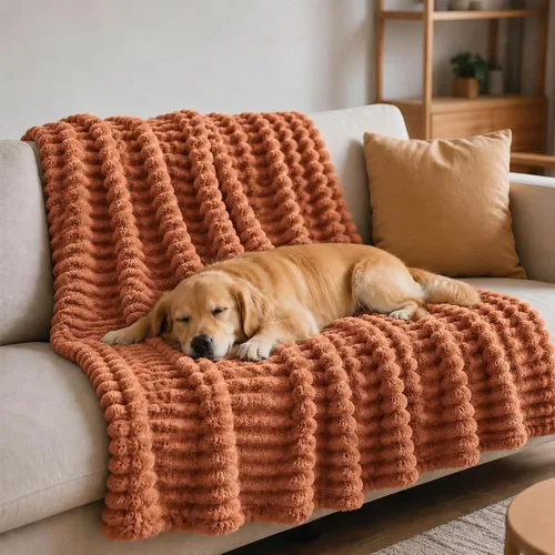 Vista 10 de Manta de apoyo emocional para perros, manta amarilla para perros (azul, 27 x 39 pulgadas) Soft Calming Yellow Dog Blanket, Lightweight bunny blanket