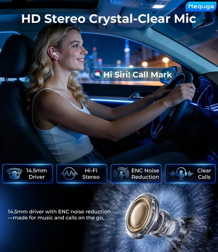 Vista 3 de Auriculares inalámbricos Bluetooth, auriculares de reproducción de 50 horas con micrófono, funda de carga con pantalla digital LED, IPX7