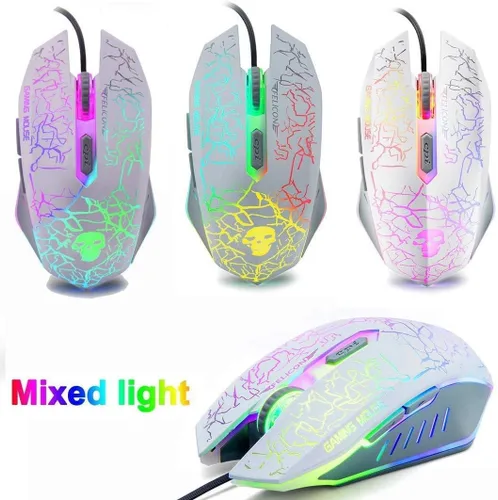 Vista 6 de Teclado y mouse para juegos con cable 4 en 1 teclado retroiluminado LED arcoíris mouse óptico de 6 botones de 2400 DPI auriculares para juegos de PC