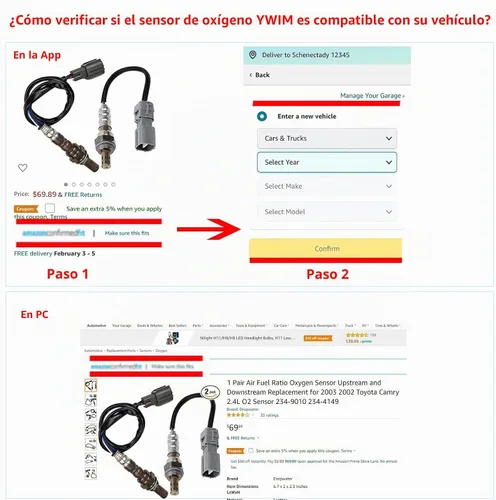 Vista 7 de Sensores de oxígeno para Ford 2014-2009 Van 4.6l 2 pares aguas arriba aguas abajo