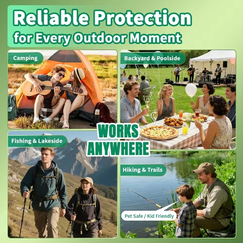 Vista 6 de Repelente de mosquitos, 10 paquetes con bolsas de bolsitas con cordón, fórmula a base de plantas de aceite de citronela y menta para camping, pesca