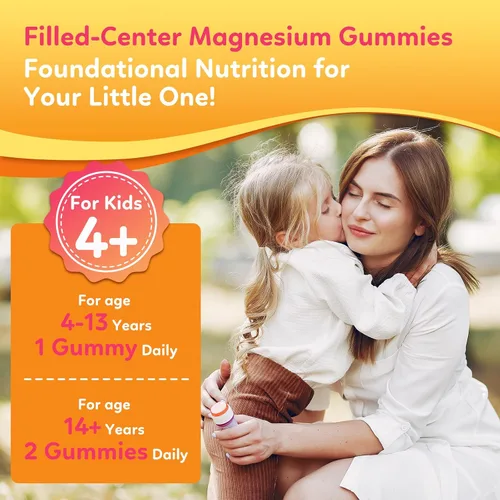 Vista 7 de Gomitas de glicinato de magnesio para niños, con L-teanina, Ashwagandha, vitamina D3 K2, magnesio para niños, para dormir, calma, muscular