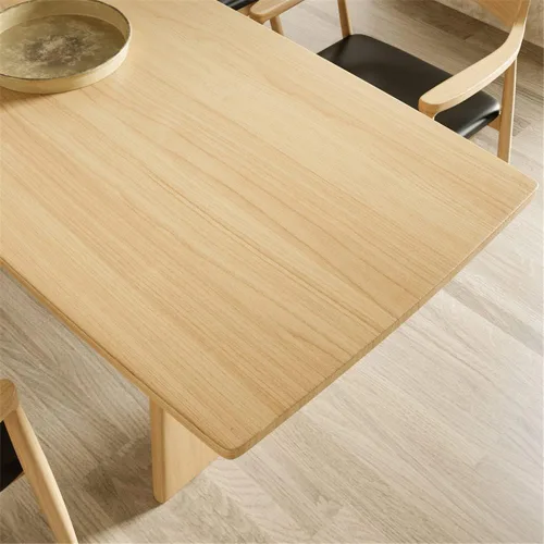 Vista 10 de Mesa de comedor de madera maciza rectangular moderna en la naturaleza con mesa de pedestal doble solo para comedor, cocina, mesa de ocio, 47.5