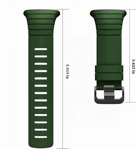 Vista 3 de Suunto Core Strap, Rubber Replacement Watch Band for Suunto Core SS014993000. Verde militar