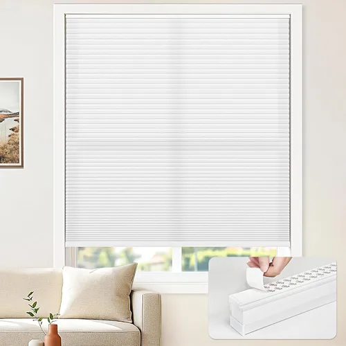Vista 8 de LazBlinds Persianas Celulares sin Cordón, Cortinas de Panal Opacas sin Taladro para Ventanas Interiores, Cortinas Celulares Aislantes con Protección