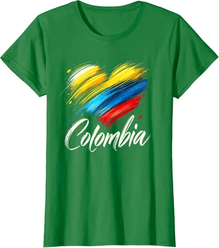Vista 36 de Camiseta de orgullo colombiano con corazón de la bandera de Colombia