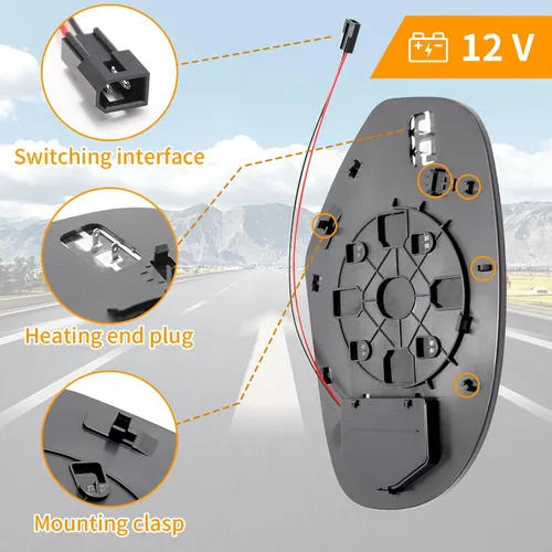 Vista 3 de Saihisday Espejo calefactable lateral izquierdo y derecho con señal de giro LED 2007-2014, repuesto para Cadillac Escaladeb Chevy Avalanche GMC