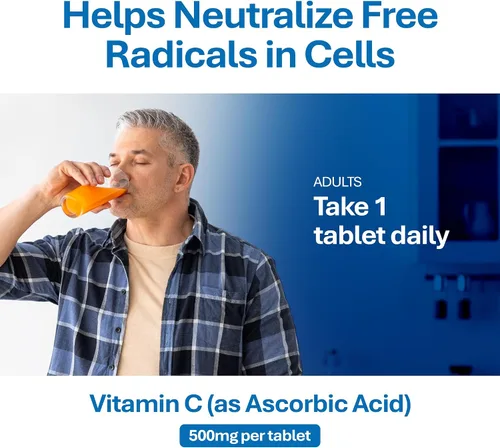 Vista 5 de MAJOR Vitamina C-500 mg de ácido ascórbico - Nueva fórmula - Tabletas de vitamina C - Suplemento dietético - 300 unidades (1 paquete)