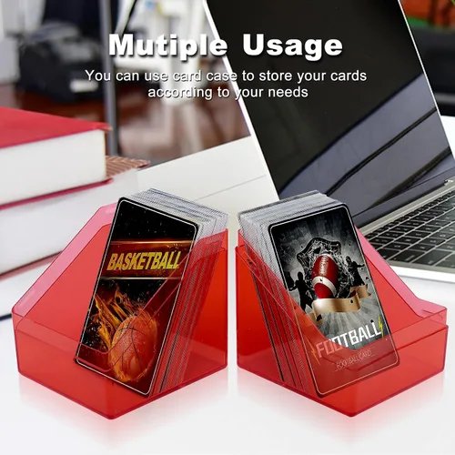 Vista 5 de Homthy Paquete de 4 fundas para cartas intercambiables, cajas de almacenamiento de tarjetas acrílicas con capacidad para más de 100 tarjetas