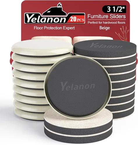 Vista 7 de Yelanon Deslizadores de muebles de fieltro, 8 piezas de 4 3/4 pulgadas deslizadores de muebles para alfombras, pisos de madera dura, deslizadores