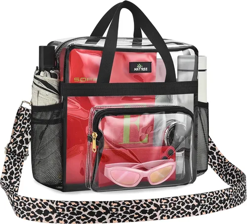 Vista 48 de MAY TREE Bolsa transparente para eventos en estadios de 12 x 6 x 12 pulgadas, bolsa de almuerzo transparente con correas reforzadas para trabajo