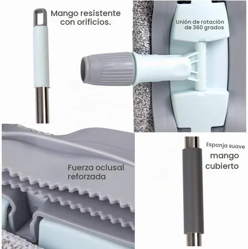 Vista 7 de Trapeador de piso de madera de microfibra, 15 pulgadas con 4 almohadillas lavables, mango ajustable para limpieza en seco y húmedo 2-in-1