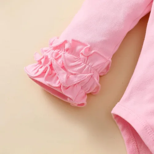 Vista 14 de Mameluco de manga larga con volantes para bebé y niña, mameluco de una pieza, color liso
