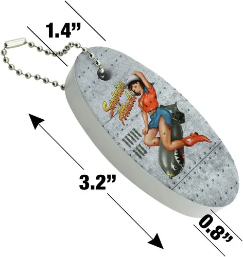 Vista 4 de GRAPHICS & MORE Ataque sorpresa Pin Up Girl Misil Flotante Llavero Oval Espuma Pesca Barco Boya Key Float, Multi