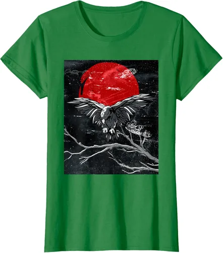 Vista 29 de Red Moon Raven - Camiseta japonesa de cuervo negro, Negro, S