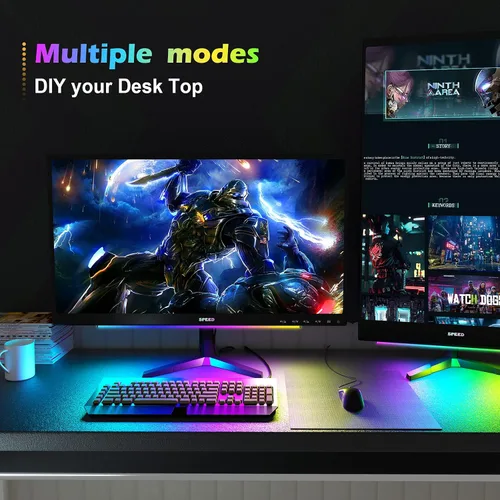 Vista 4 de WILLED Barra de luz RGB para debajo del monitor, luces de juego para configuración de juegos, escritorio RGB LED con control remoto, barra de luz