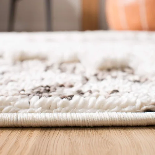Vista 4 de SAFAVIEH - Alfombra de acento de la colección de borlas marroquíes Shag - 2'3" x 4', marfil y marrón, estilo bohemio, no suelta pelo y de fácil
