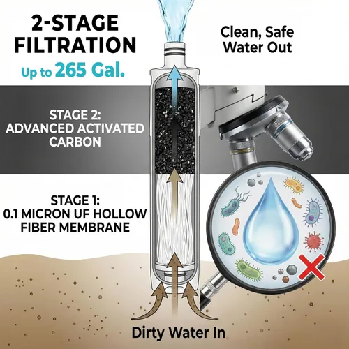 Vista 7 de Tactiko Survival Kit de filtro purificador de botella de agua de 20 onzas / 20.3 fl oz, filtro de 265 galones de agua de ríos, lagos y arroyos