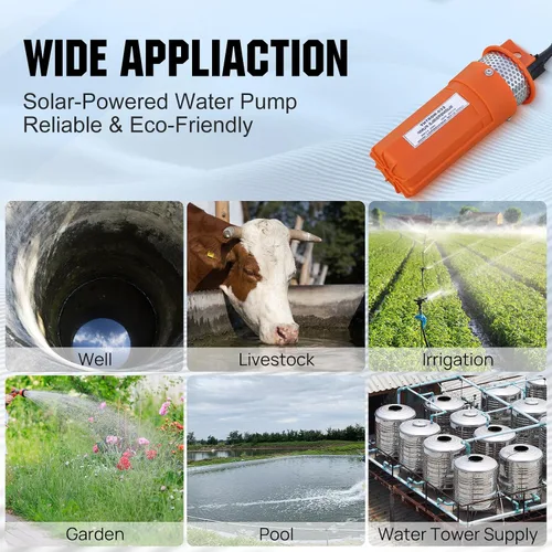 Vista 8 de ECO-WORTHY Kit de bomba sumergible solar, kit de panel solar de 100 W y bomba de pozo profundo de 12 V CC - 100 pies/98.4 ft