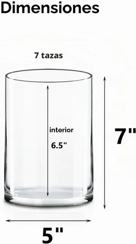 Vista 6 de CYS EXCEL Jarrón cilíndrico de vidrio (A: 7" D: 5") Múltiples opciones de tamaño Jarrones de vidrio para flores como centros de mesa Jarrón