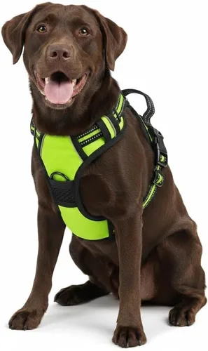Vista 13 de Arnés para perro sin tirones, arnés reflectante cómodo ajustable con mango de fácil control delantero y trasero, acolchado suave para mascotas