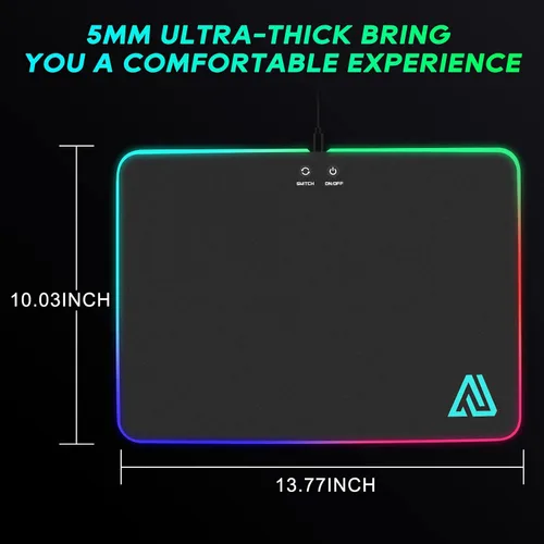 Vista 5 de Gaming Mouse Pad Micro Texture Surface Anti-Slip Rubber Base Waterproof Mouse Pad Laptop Gaming 13.77X 10.03 X 0.19Inch