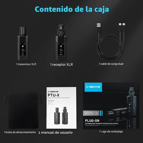 Vista 9 de Phenyx Pro Auto Scan Plug-on XLR transmisor inalámbrico receptor sistema PTU-X 16 UHF Frequencies, Wired-to-Wireless Setup,Dynamic & Condenser