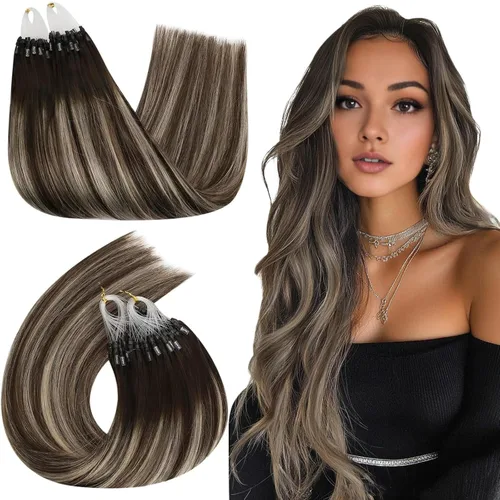 Vista 52 de Ugeat - Extensiones de cabello humano con microanillo, 14 pulgadas, extensiones de cabello Remy con microcuentas de 1 gm/hebra, 50 gms, extensiones