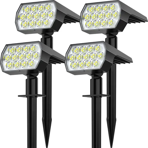 Vista 13 de Focos solares para exteriores, cambio de color, 7 modos/14 luces LED solares para exteriores, impermeables, RGB multicolor, luces solares