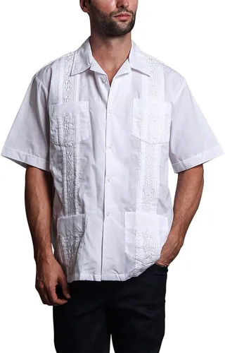 Vista 5 de G-style EE UU Remera playera mangas cortas de guayabera cubana para hombres
