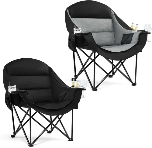 Vista 40 de Silla de camping de gran tamaño con calefacción, resistente, acolchada Negro (Allblack)