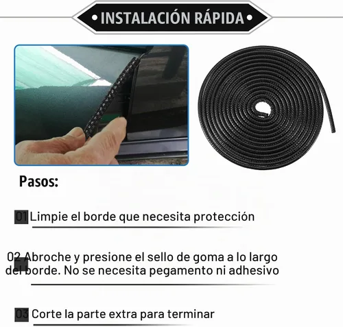 Vista 7 de Protector de Borde de Puerta de Coche, 16.4 pies (5M) Protector de Sello de Borde de Goma en Forma de U Universal para Coche, Camión, ATV, Barco
