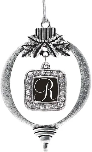 Vista 237 de Inspired Silver - Adorno con dije de reina de rodillo - Adornos navideños cuadrados de plata con joyas de circonita cúbica