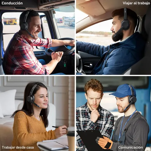 Vista 6 de LEVN Auriculares para Camionero, Auriculares Bluetooth para Camionero con Micrófono de Cancelación de Ruido y Botón de Silencio, Auriculares
