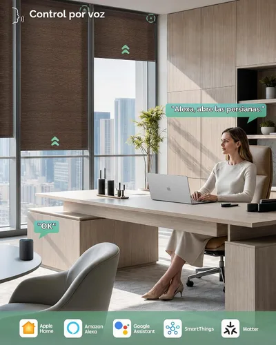 Vista 2 de Yoolax Persianas Motorizadas con Control Remoto, Persianas Inteligentes de Filtrado de Luz que Funcionan con Alexa Google Home, Cortinas Enrollables
