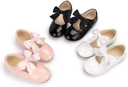 Vista 2 de Meckior Toddler Little Girl Mary Jane Dress Shoes Ballet Flats for Girl Party School Shoes Bowknot Princess Shoes