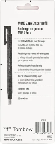 Vista 2 de Tombow 57318 MONO Zero Eraser - Paquete económico de recarga rectangular, 0.098 in, paquete de 2