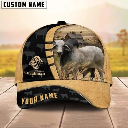 Vista 2 de IZI POD Gorra de béisbol de vaca personalizada, gorra de béisbol impresa en 3D ajustable personalizada de la vaca Snapback, vaca personalizada
