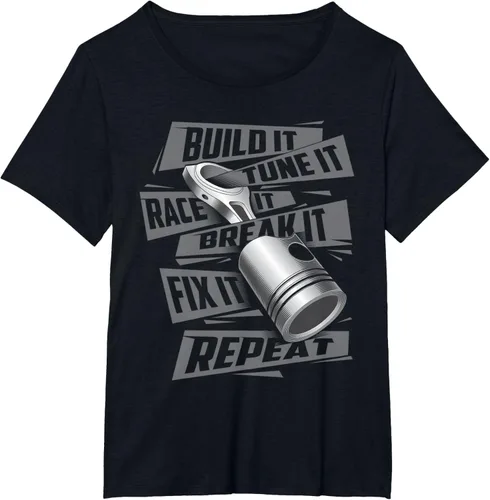 Vista 37 de Build It Tune It Race It Break It - Camiseta para entusiastas de los coches de carreras, talla S Negro