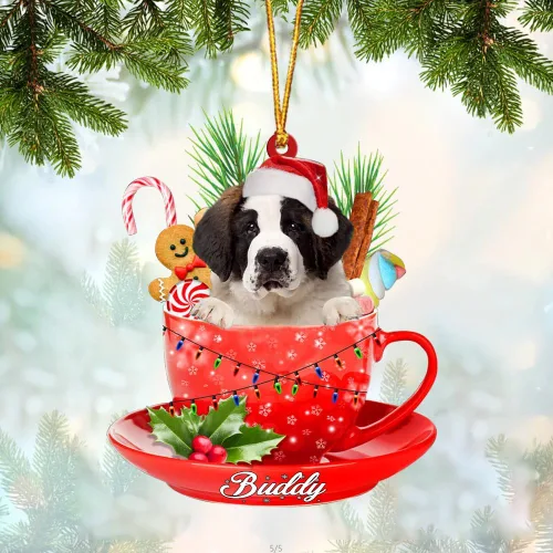 Vista 31 de Alaskan Malamute - Adorno de tetera de perro sentado en una tetera de Navidad, adorno de Navidad con nombre personalizado, adorno de automóvil