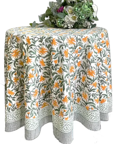 Vista 17 de ATOSII Mantel 100% algodón, Amara, floral, hecho a mano, rectangular, de lino, para cocina, comedor, fiestas, bodas, exteriores, picnics, Pascua