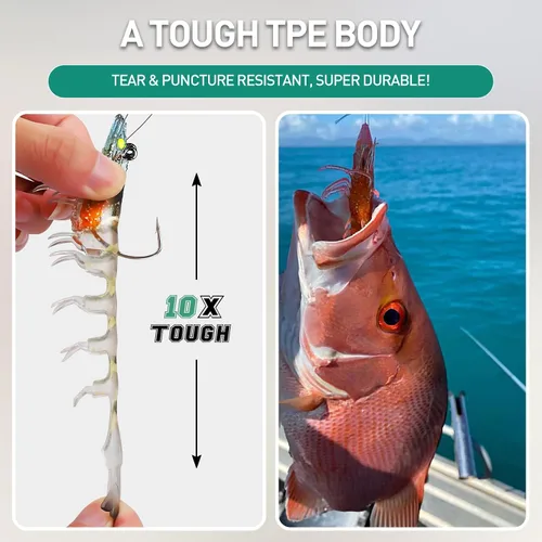 Vista 3 de TRUSCEND Duramax Pre-Rigged Fishing Lures with BKK Jig Hooks, 10X Tear-Resistant TPE Soft Swimbaits for Bass Striper Trout Crappie Walleye Grouper