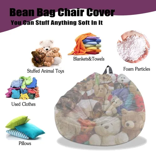 Vista 6 de Morbuy Funda para silla puff para niños y adultos (sin relleno), diseño de cielo estrellado en 3D, suave, perezoso, funda lavable de gran