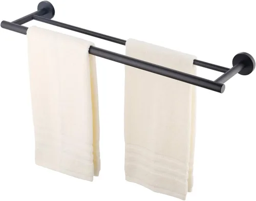 Vista 10 de KES Toallero doble de 23.6 pulgadas, soporte para toallas de baño, cocina, barra de toalla doble, resistente al óxido, montaje en pared, acero
